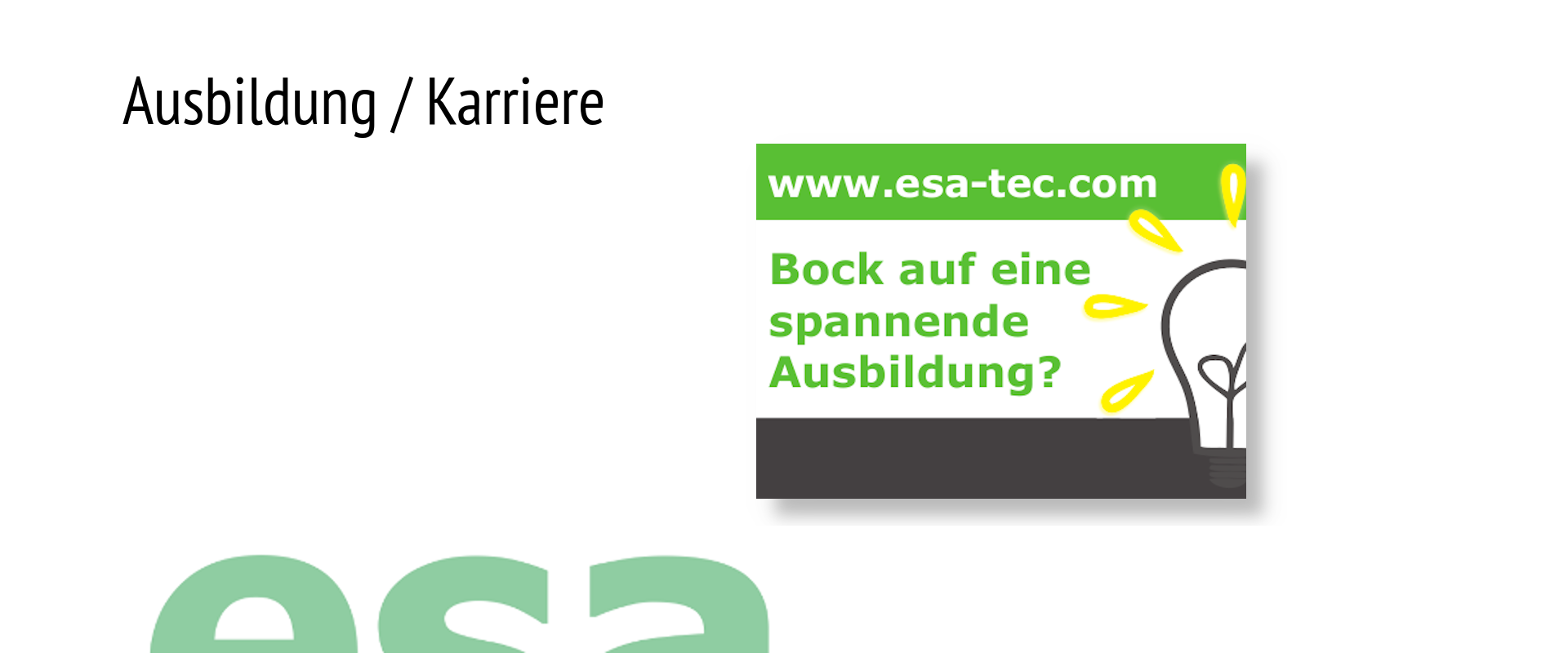 ESAtec Ausbildung Karriere